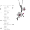 Enchanted Disney Mulan Live Action Rhodolite Garnet and 0.085 CT. T.W. Diamond Flower Pendant in Sterling Silver - 19"