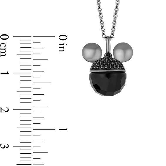 Mickey Mouse & Minnie Mouse Onyx and 0.085 CT. T.W. Black Diamond Pendant in Sterling Silver with Black Rhodium