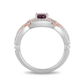 Enchanted Disney Mulan Live Action Rhodolite Garnet and 0.145 CT. T.W. Diamond Ring in Sterling Silver and 10K Rose Gold