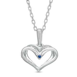 The Kindred Heart from Vera Wang Love Collection Sapphire and 0.04 CT. T.W. Diamond Pendant in Sterling Silver - 19"