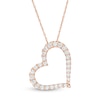 0.58 CT. T.W. Diamond Tilted Heart Necklace in 10K Rose Gold