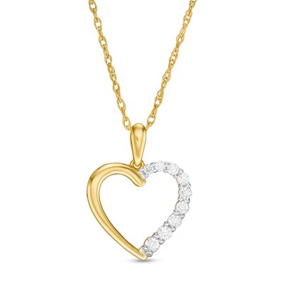 0.18 CT. T.W. Diamond Heart Outline Pendant in 10K Gold