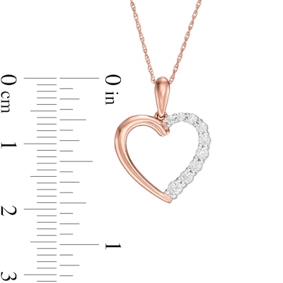 0.18 CT. T.W. Diamond Heart Outline Pendant in 10K Rose Gold