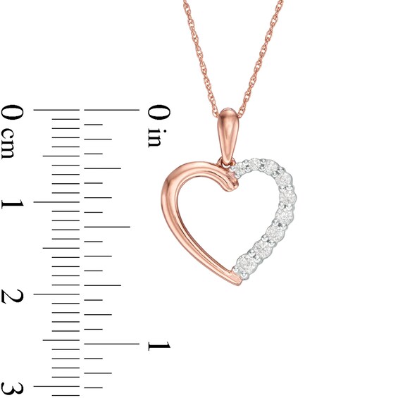 0.18 CT. T.W. Diamond Heart Outline Pendant in 10K Rose Gold