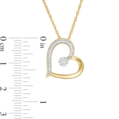 0.115 CT. T.W. Diamond Tilted Heart Pendant in Sterling Silver with 14K Gold Plate