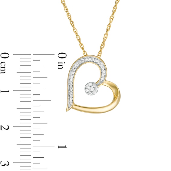 0.115 CT. T.W. Diamond Tilted Heart Pendant in Sterling Silver with 14K Gold Plate