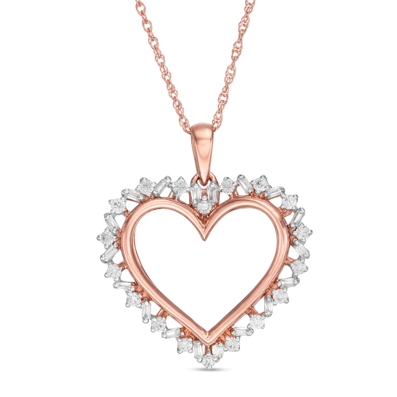 0.23 CT. T.W. Diamond Sunburst Heart Pendant in 10K Rose Gold|Peoples Jewellers