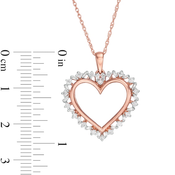 0.23 CT. T.W. Diamond Sunburst Heart Pendant in 10K Rose Gold