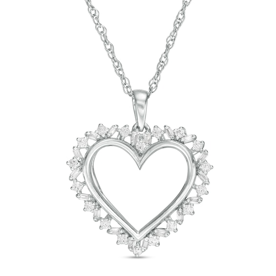 0.23 CT. T.W. Diamond Sunburst Heart Pendant in 10K Gold