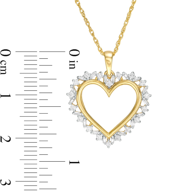 0.23 CT. T.W. Diamond Sunburst Heart Pendant in 10K Gold