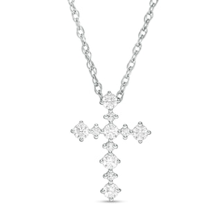 0.29 CT. T.W. Diamond Cross Pendant in 10K White Gold