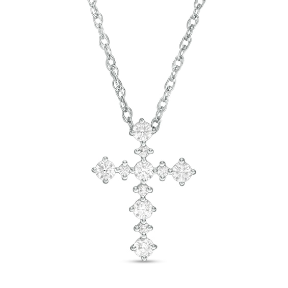 0.29 CT. T.W. Diamond Cross Pendant in 10K White Gold