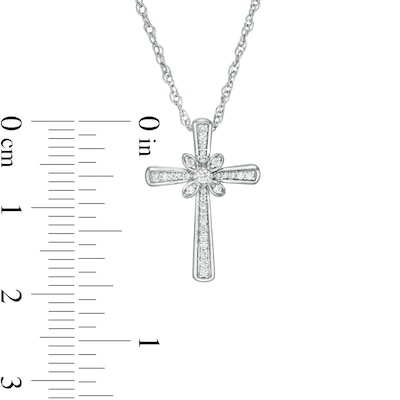 0.115 CT. T.W. Diamond Flower Cross Pendant in Sterling Silver