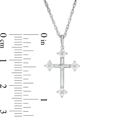 0.145 CT. T.W. Diamond Clover Cross Pendant in 10K Gold