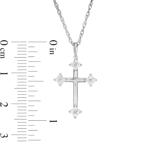 0.145 CT. T.W. Diamond Clover Cross Pendant in 10K Gold