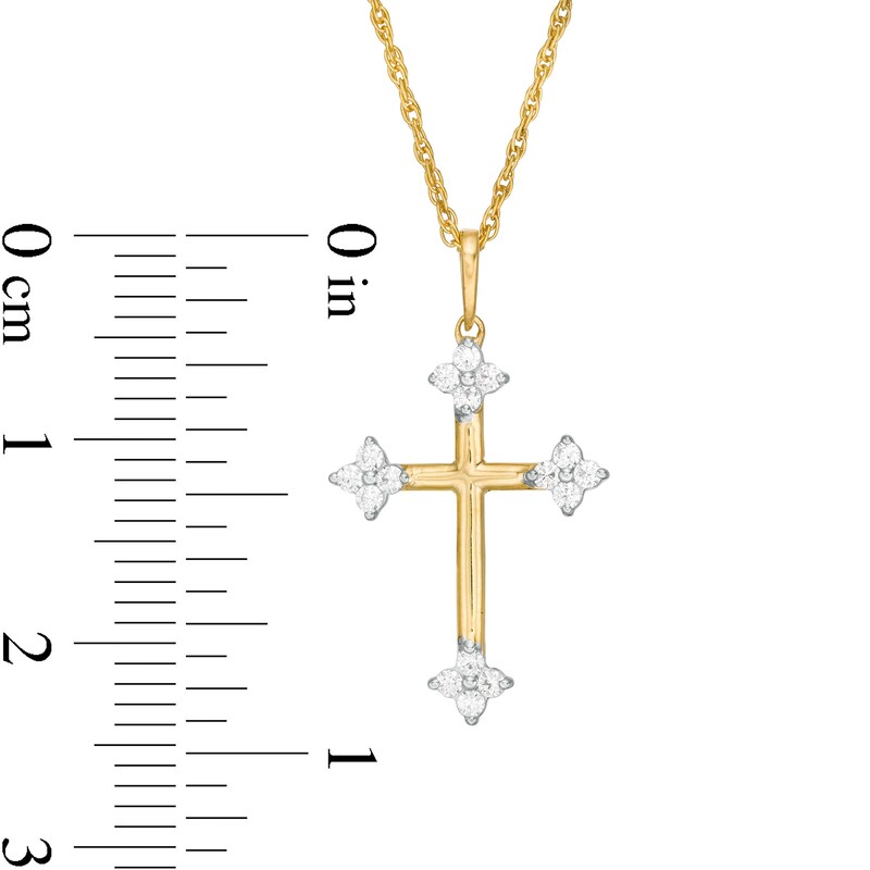 0.145 CT. T.W. Diamond Clover Cross Pendant in 10K Gold