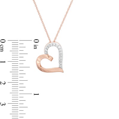 0.085 CT. T.W. Diamond Tilted Heart Pendant in 10K Rose Gold