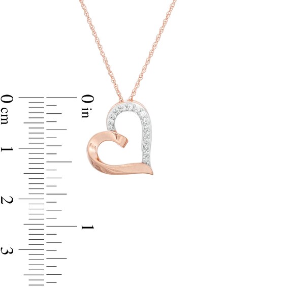 0.085 CT. T.W. Diamond Tilted Heart Pendant in 10K Rose Gold