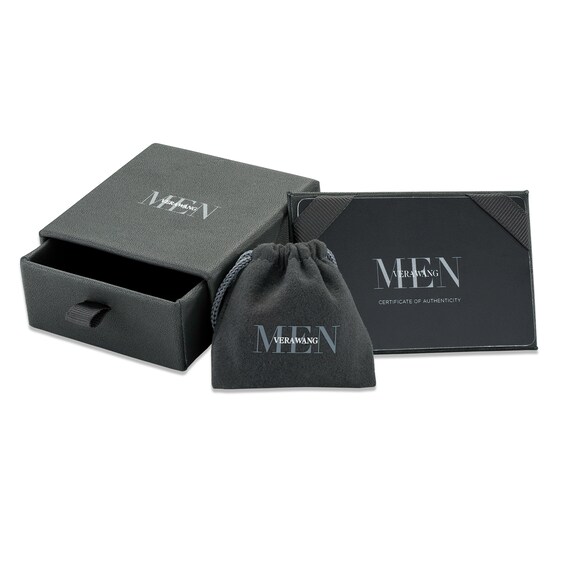 Vera Wang Love Collection Men's Grooved Wedding Band in 14K White Gold and Black Rhodium