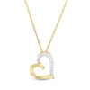 0.085 CT. T.W. Diamond Tilted Ribbon Heart Pendant in 10K Gold