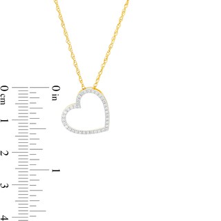 0.068 CT. T.W. Diamond Tilted Heart Outline Pendant in 10K Gold