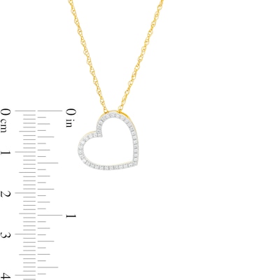 0.068 CT. T.W. Diamond Tilted Heart Outline Pendant in 10K Gold