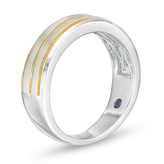 Vera Wang Love Collection Men's Grooved Wedding Band in 14K Two-Tone Gold