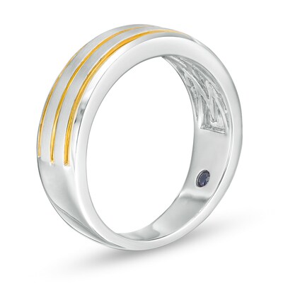 Vera Wang Love Collection Men's Grooved Wedding Band in 14K Two-Tone Gold