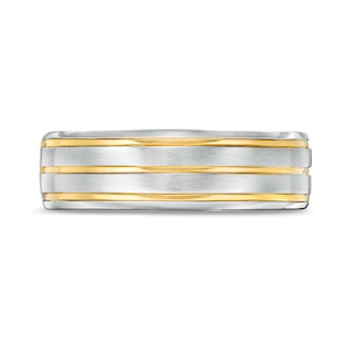 Vera Wang Love Collection Men's Grooved Wedding Band in 14K Two-Tone Gold