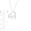 Diamond Accent "MOM" Tilted Heart Pendant in Sterling Silver and 10K Rose Gold