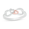 Thumbnail Image 0 of Diamond Accent Double Heart Infinity Ring in Sterling Silver and 14K Rose Gold Plate