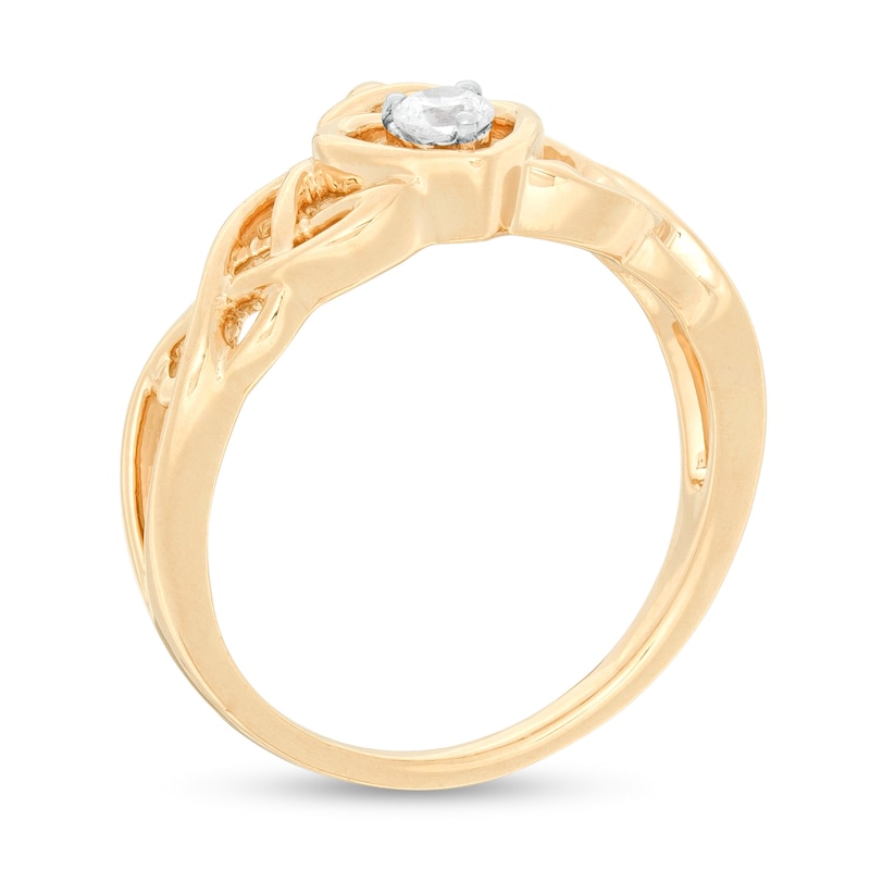 0.085 CT. Diamond Solitaire Heart Crown Celtic Scroll Ring in 10K Gold|Peoples Jewellers