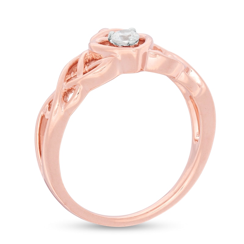 0.085 CT. Diamond Solitaire Heart Crown Celtic Scroll Ring in 10K Rose Gold|Peoples Jewellers