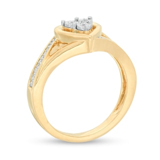 0.04 CT. T.W. Diamond Heart Split Shank Promise Ring in Sterling Silver and 14K Gold Plate