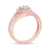 0.04 CT. T.W. Diamond Heart Split Shank Promise Ring in Sterling Silver and 14K Rose Gold Plate