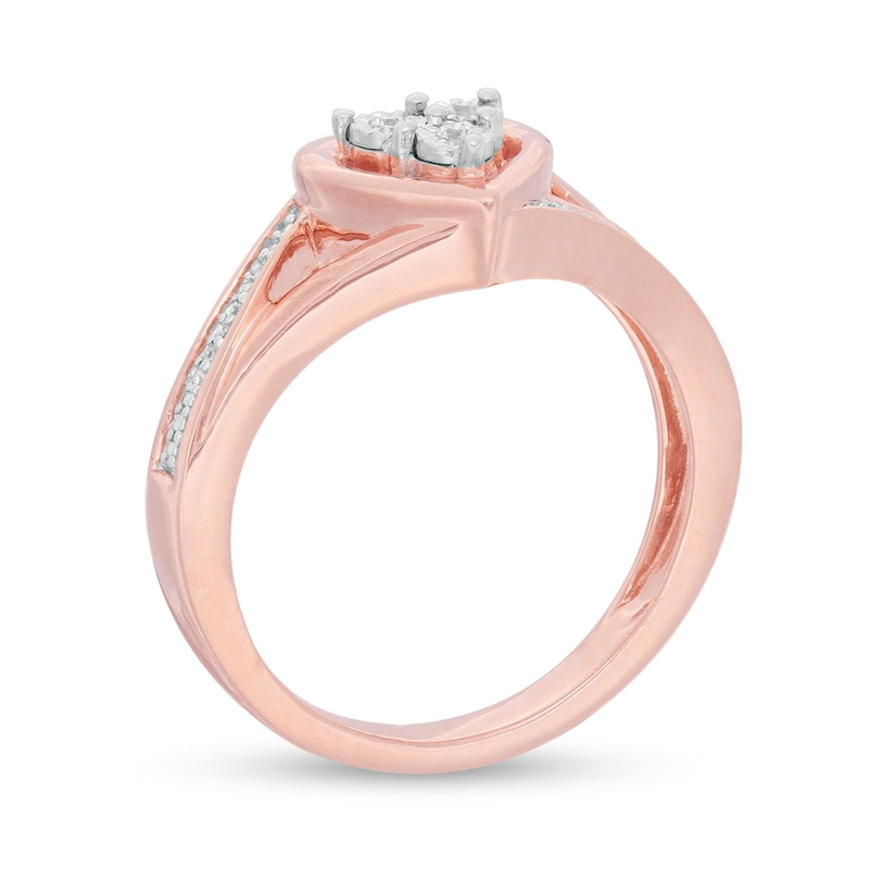 0.04 CT. T.W. Diamond Heart Split Shank Promise Ring in Sterling Silver and 14K Rose Gold Plate|Peoples Jewellers
