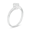 0.25 CT. T.W. Baguette and Round Diamond Tilted Cushion Frame Bypass Ring in 10K White Gold