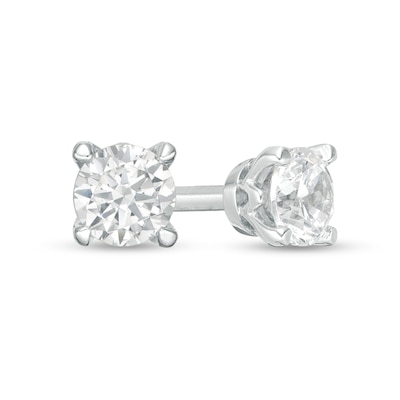 Trouvaille Collection CT. T.W. DeBeers®-Graded Diamond Solitaire Stud Earrings in 14K White Gold (F/I1