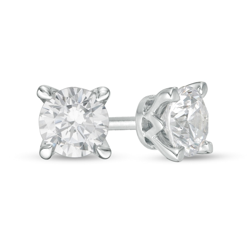 Trouvaille Collection 1.00 CT. T.W. DeBeers®-Graded Diamond Solitaire Stud Earrings in 14K White Gold (F/I1)
