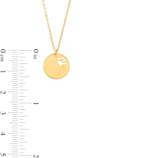 Cut-Out Paw Print Disc Necklace in 10K Gold