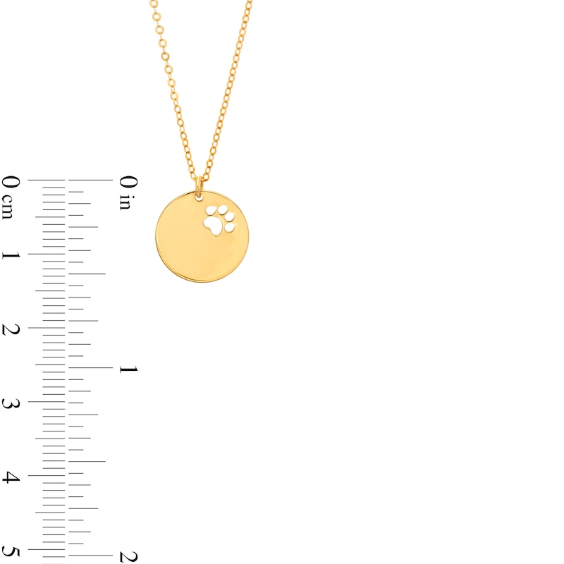 Cut-Out Paw Print Disc Necklace in 10K Gold|Peoples Jewellers