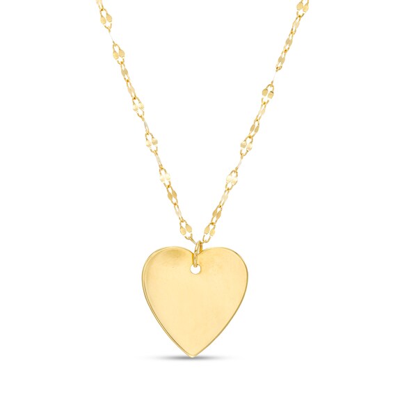 Polished Heart Disc Necklace in 10K Gold