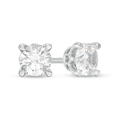 Trouvaille Collection 1.50 CT. T.W. Certified Diamond Solitaire Stud Earrings in 14K White Gold (F/I1)