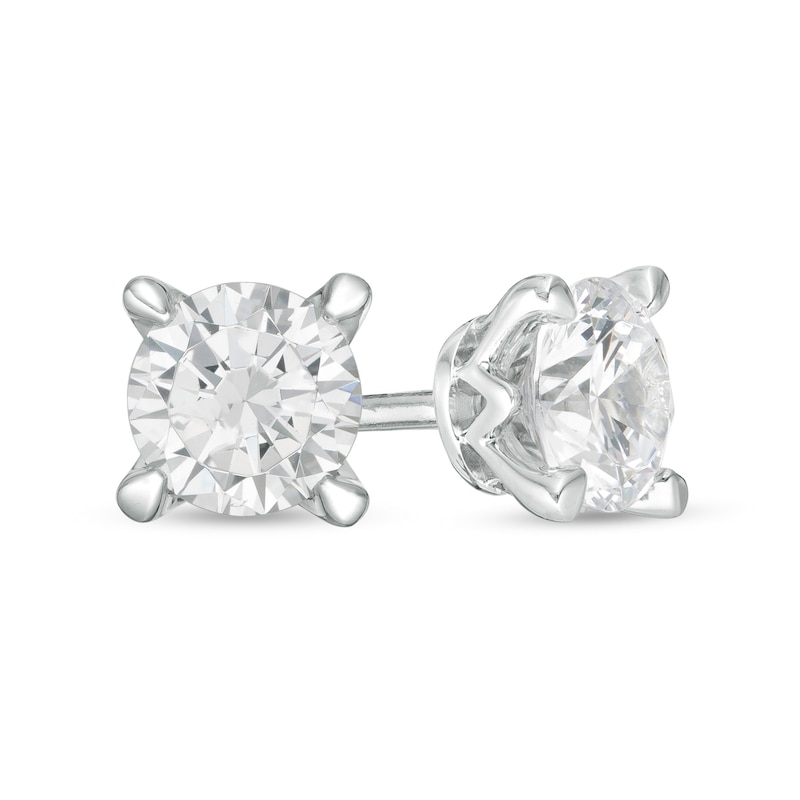 Main Image 1 of Trouvaille Collection 2.00 CT. T.W. DeBeers®-Graded Diamond Solitaire Stud Earrings in 14K White Gold (F/I1)