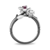 Enchanted Disney Mulan Live Action Rhodolite Garnet and 0.085 CT. T.W. Diamond Flower Ring in Sterling Silver