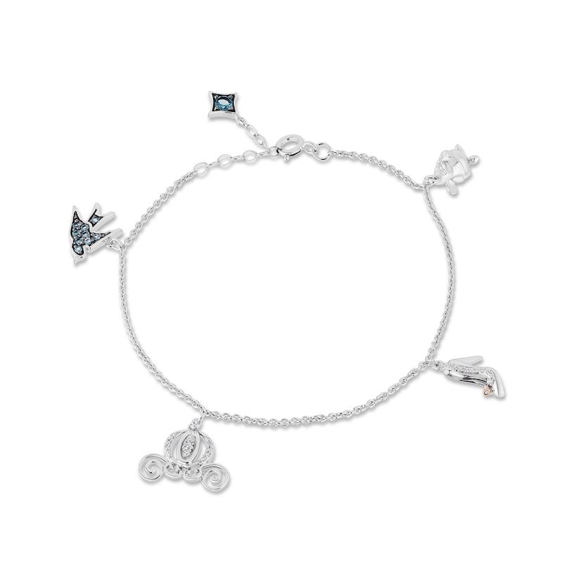 Collector's Edition Enchanted Disney Cinderella Blue Topaz and Diamond Bracelet in Sterling Silver and 10K Rose Gold|Peoples Jewellers