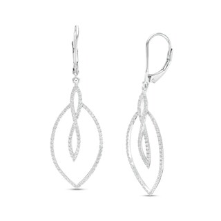 0.50 CT. T.W. Diamond Twist Loop and Marquise Drop Earrings in 10K White Gold