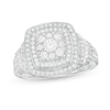 Thumbnail Image 0 of 1.50 CT. T.W. Composite Diamond Triple Cushion Frame Vintage-Style Ring in 10K White Gold