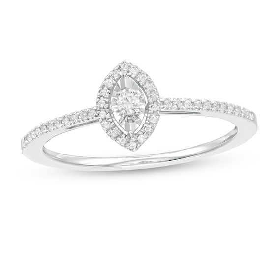 0.10 CT. T.W. Diamond Marquise Frame Promise Ring in 10K White Gold