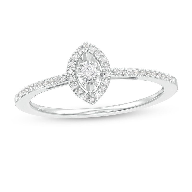 0.10 CT. T.W. Diamond Marquise Frame Promise Ring in 10K White Gold|Peoples Jewellers